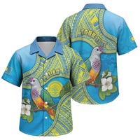Personalised Palau Biib Bird Family Matching Off The Shoulder Long Sleeve Dress and Hawaiian Shirt Rur Flower And Rock Islands Patterns DT05 Son's Shirt Blue - Polynesian Pride