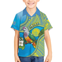 Personalised Palau Biib Bird Family Matching Off The Shoulder Long Sleeve Dress and Hawaiian Shirt Rur Flower And Rock Islands Patterns