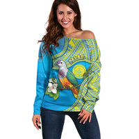 Personalised Palau Biib Bird Off Shoulder Sweater Rur Flower And Rock Islands Patterns