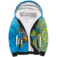 Personalised Palau Biib Bird Sherpa Hoodie Rur Flower And Rock Islands Patterns