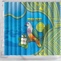 Personalised Palau Biib Bird Shower Curtain Rur Flower And Rock Islands Patterns