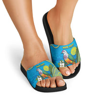 Personalised Palau Biib Bird Slide Sandals Rur Flower And Rock Islands Patterns