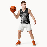 Personalised Guam Liberation Day Basketball Jersey Black White Latte Stone Tribal Patterns