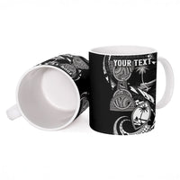 Personalised Guam Liberation Day Ceramic Mug Black White Latte Stone Tribal Patterns