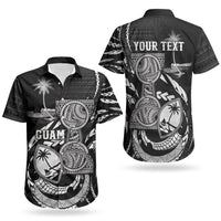 Personalised Guam Liberation Day Couples Matching Short Sleeve Bodycon Dress and Hawaiian Shirt Black White Latte Stone Tribal Patterns DT05 - Polynesian Pride