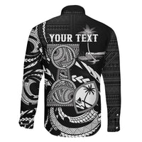 Personalised Guam Liberation Day Family Matching Off Shoulder Short Dress and Hawaiian Shirt Black White Latte Stone Tribal Patterns