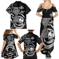 Personalised Guam Liberation Day Family Matching Summer Maxi Dress and Hawaiian Shirt Black White Latte Stone Tribal Patterns DT05 Mom's Dress Black - Polynesian Pride