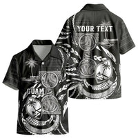 Personalised Guam Liberation Day Kid Hawaiian Shirt Black White Latte Stone Tribal Patterns DT05