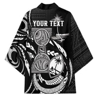 Personalised Guam Liberation Day Kimono Black White Latte Stone Tribal Patterns