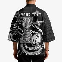 Personalised Guam Liberation Day Kimono Black White Latte Stone Tribal Patterns