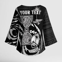 Personalised Guam Liberation Day Kimono Sleeve Blouse Black White Latte Stone Tribal Patterns