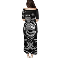 Personalised Guam Liberation Day Puletasi Black White Latte Stone Tribal Patterns DT05 - Polynesian Pride