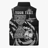 Personalised Guam Liberation Day Sleeveless Puffer Jacket Black White Latte Stone Tribal Patterns