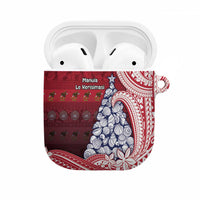 American Samoa Christmas AirPods Case Seashell Xmas Tree Tribal Waves DT05 Red - Polynesian Pride