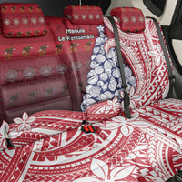 American Samoa Christmas Back Car Seat Cover Seashell Xmas Tree Tribal Waves - Polynesian Pride