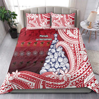 American Samoa Christmas Bedding Set Seashell Xmas Tree Tribal Waves - Polynesian Pride