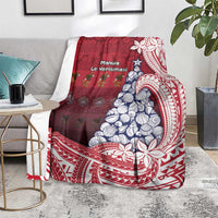 American Samoa Christmas Blanket Seashell Xmas Tree Tribal Waves - Polynesian Pride