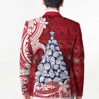 American Samoa Christmas Blazer Seashell Xmas Tree Tribal Waves - Polynesian Pride