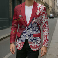 American Samoa Christmas Blazer Seashell Xmas Tree Tribal Waves - Polynesian Pride