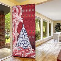 American Samoa Christmas Door Cover Seashell Xmas Tree Tribal Waves - Polynesian Pride