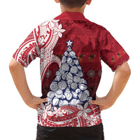 American Samoa Christmas Family Matching Summer Maxi Dress and Hawaiian Shirt Seashell Xmas Tree Tribal Waves - Polynesian Pride