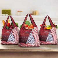 American Samoa Christmas Grocery Bag Seashell Xmas Tree Tribal Waves - Polynesian Pride