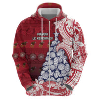 American Samoa Christmas Hoodie Seashell Xmas Tree Tribal Waves DT05 - Polynesian Pride
