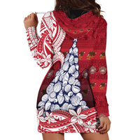 American Samoa Christmas Hoodie Dress Seashell Xmas Tree Tribal Waves - Polynesian Pride