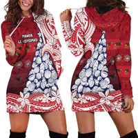 American Samoa Christmas Hoodie Dress Seashell Xmas Tree Tribal Waves - Polynesian Pride