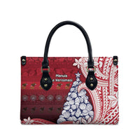 American Samoa Christmas Leather Bag Seashell Xmas Tree Tribal Waves - Polynesian Pride