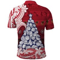 American Samoa Christmas Polo Shirt Seashell Xmas Tree Tribal Waves DT05 - Polynesian Pride