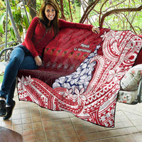 American Samoa Christmas Quilt Seashell Xmas Tree Tribal Waves - Polynesian Pride