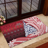 American Samoa Christmas Rubber Doormat Seashell Xmas Tree Tribal Waves DT05 - Polynesian Pride
