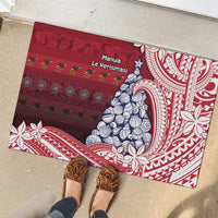 American Samoa Christmas Rubber Doormat Seashell Xmas Tree Tribal Waves DT05 - Polynesian Pride
