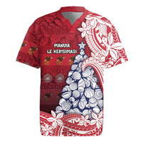 American Samoa Christmas Rugby Jersey Seashell Xmas Tree Tribal Waves DT05 Red - Polynesian Pride