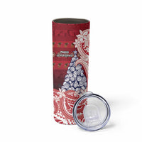 American Samoa Christmas Skinny Tumbler Seashell Xmas Tree Tribal Waves - Polynesian Pride