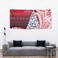 American Samoa Christmas Tapestry Seashell Xmas Tree Tribal Waves - Polynesian Pride