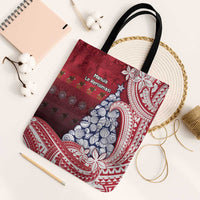 American Samoa Christmas Tote Bag Seashell Xmas Tree Tribal Waves - Polynesian Pride