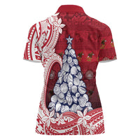 American Samoa Christmas Women Polo Shirt Seashell Xmas Tree Tribal Waves DT05 - Polynesian Pride