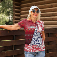 American Samoa Christmas Women Polo Shirt Seashell Xmas Tree Tribal Waves DT05 - Polynesian Pride