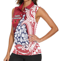 American Samoa Christmas Women Sleeveless Polo Shirt Seashell Xmas Tree Tribal Waves DT05 - Polynesian Pride