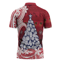 American Samoa Christmas Zipper Polo Shirt Seashell Xmas Tree Tribal Waves DT05 - Polynesian Pride