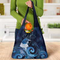 New Zealand Matariki Grocery Bag Maori Tui Bird Blue Galaxy