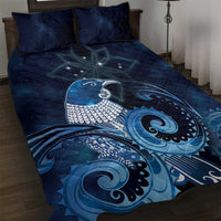 New Zealand Matariki Quilt Bed Set Maori Tui Bird Blue Galaxy