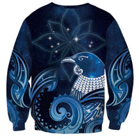 New Zealand Matariki Sweatshirt Maori Tui Bird Blue Galaxy