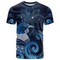 New Zealand Matariki T Shirt Maori Tui Bird Blue Galaxy