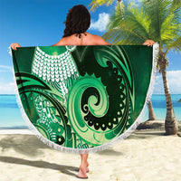 New Zealand Matariki Beach Blanket Maori Tui Bird Green Galaxy