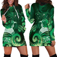New Zealand Matariki Hoodie Dress Maori Tui Bird Green Galaxy