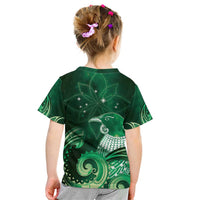 New Zealand Matariki Kid T Shirt Maori Tui Bird Green Galaxy