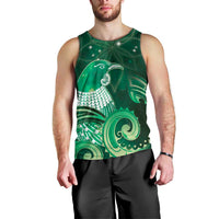New Zealand Matariki Men Tank Top Maori Tui Bird Green Galaxy